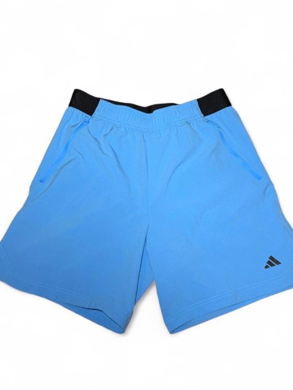 adidas Men’s Sky Blue Athletic Shorts with Black Waistband